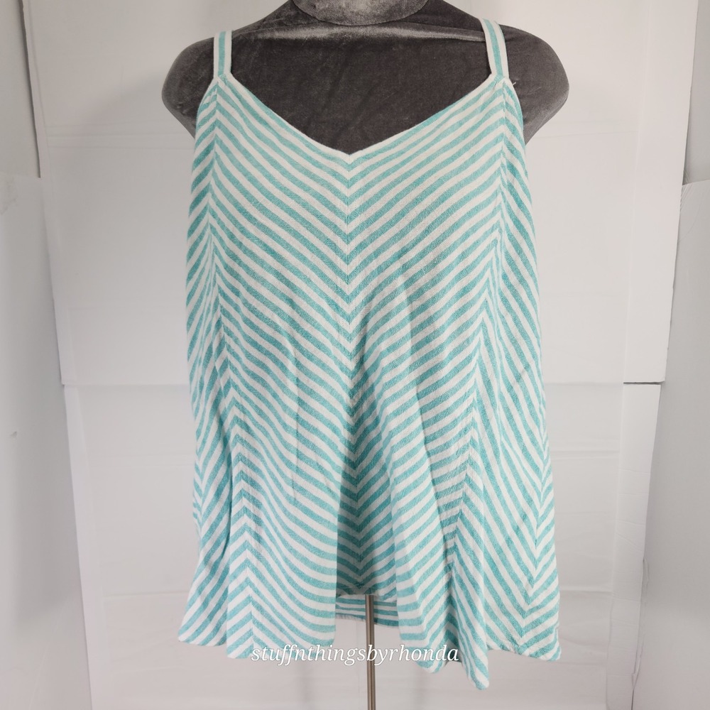 New With Tags Vince Camuto Summer Tank Top Ocean Wave Cotton/Linen XL~MSRP 69.00